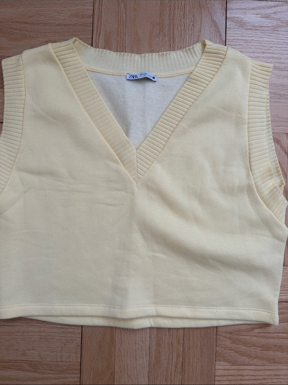 Zara Knit Vest V-Neck Lemon Small